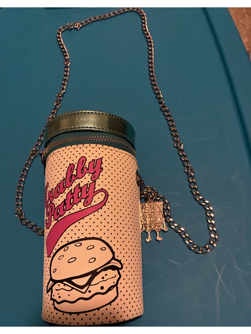 Novelty Pink & Green Cylinder Mini Crossbody Bag